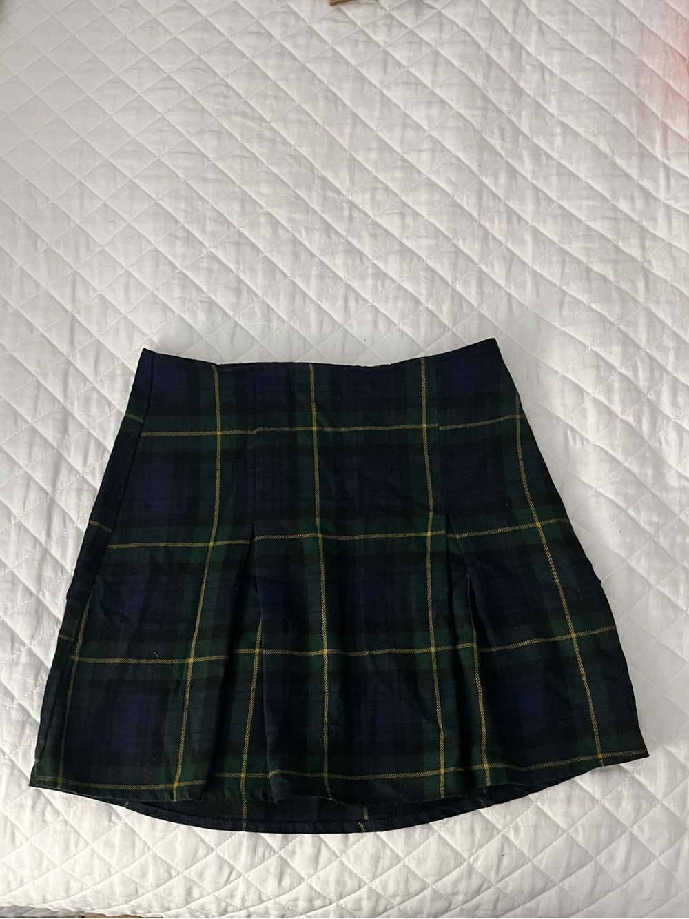Brandy Melville Navy & Green Plaid Pleated Mini Skirt